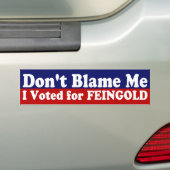 Ne me blâmez pas autocollant de Feingold (En voiture)