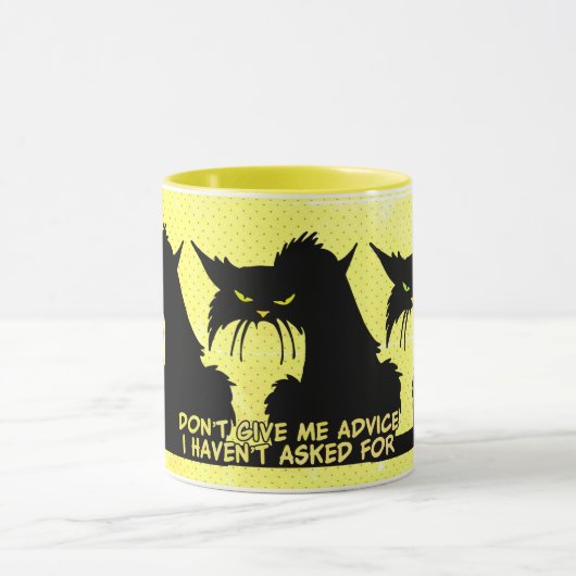  Ne me donnez pas conseil Chat noir Mug jaune (Centre)