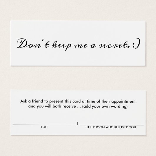 Ne me gardez pas une carte secrète de référence cl (Devant & derrière)