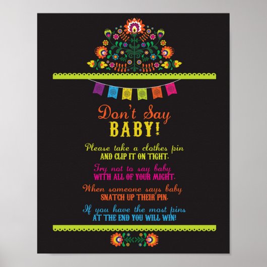 Ne pas dire Baby Fiesta Shower Games Poster (Devant)