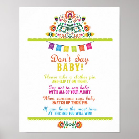 Ne pas dire Baby shower Jeux Poster Fiesta (Devant)