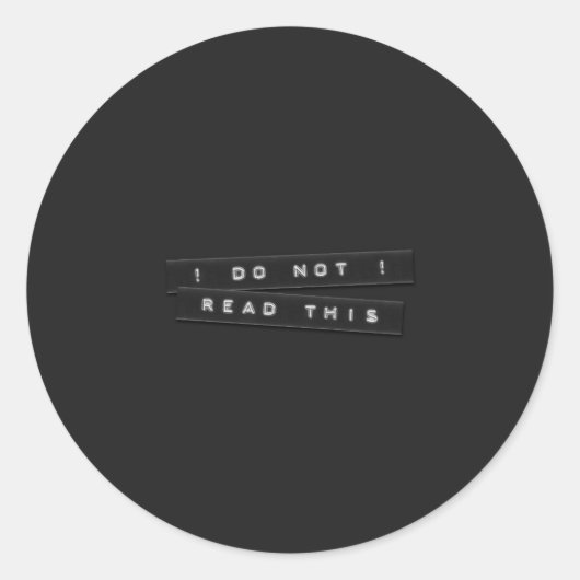 Ne Pas Lire Ce Stickers Noir Étiquette Embossé (Devant)