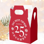 Ne pas ouvrir jusqu'à Noël Jour Ballotin Gable<br><div class="desc">Êtes-vous en train de donner des faveurs de noël cette année qui a besoin d'une boîte cadeau festive rouge gable avec les instructions strictes qu'il ne doit pas être ouvert avant le 25 décembre? Hey hey - vous venez de trouver ce que vous cherchiez. Customisez la couleur - ajoutez votre...</div>