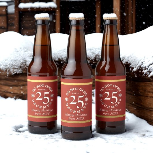 Ne pas ouvrir jusqu'à Noël Rouge Bière Étiquettes
