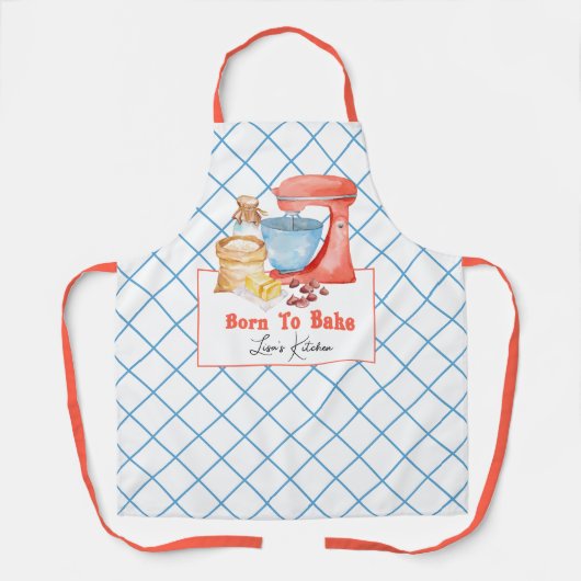 Né Pour Cuire Un Tablier D'Impression Complet (Recto)