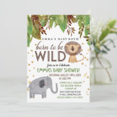 Né pour être sauvage Jungle Baby shower Invitation (Debout devant)
