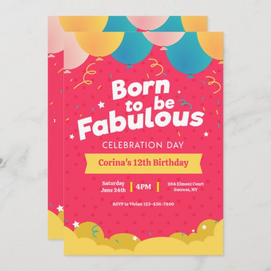 Né Pour Être Une Invitation Fabuleuse (Devant / Derrière)