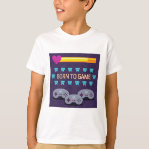 Né pour jouer - T-Shirt Rétro Pixel Art 8-Bit