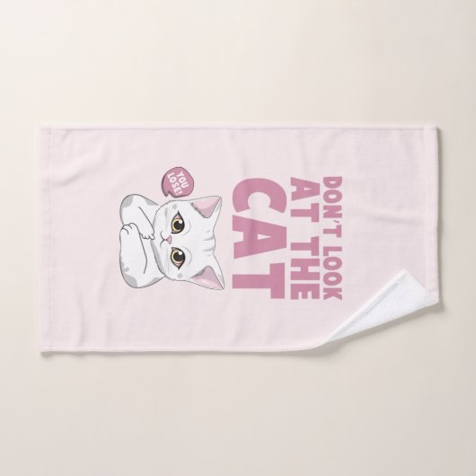 Ne regardez pas le chat - Drôle chat blanc (Serviette à main)