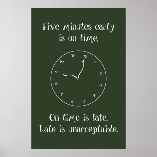 Ne sois pas en retard ! Poster en classe (Devant)