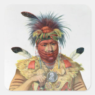 Ne-Sou-A-Quoit, Fox Chief Vierkante Sticker