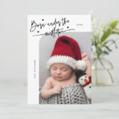 Né Sous Le Faire-part de naissance Blanc Mistletoe (Debout devant)