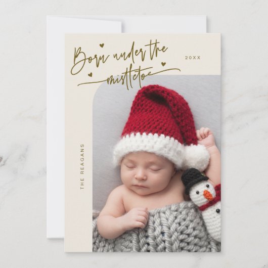 Né Sous Le Faire-part de naissance De Crème Mistle (Devant)