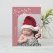 Né Sous Mistletoe Pink Faire-part de naissance (Debout devant)