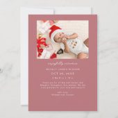 Né Sous Mistletoe Pink Faire-part de naissance (Dos)