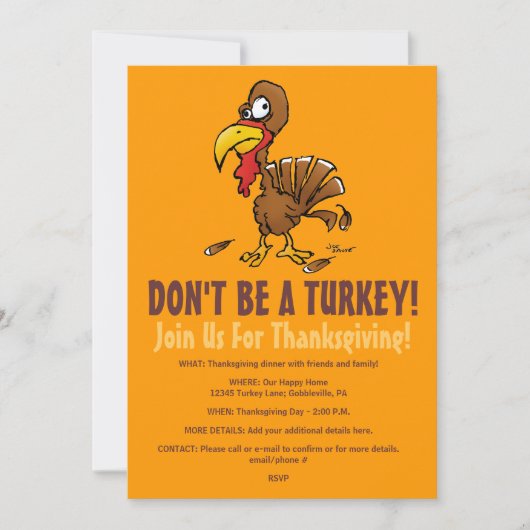 Ne soyez pas une invitation drôle de thanksgiving (Devant)