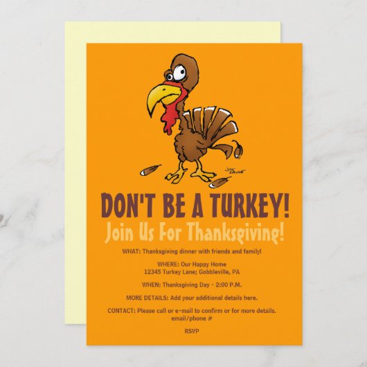 Ne soyez pas une invitation drôle de thanksgiving (Devant / Derrière)