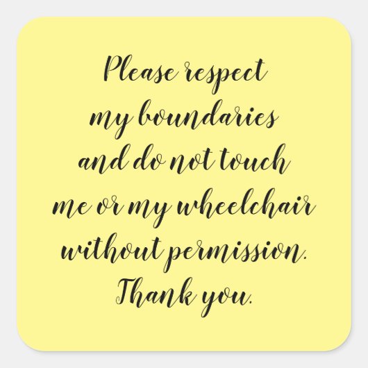 Ne Touchez pas Sticker en fauteuil roulant (Devant)
