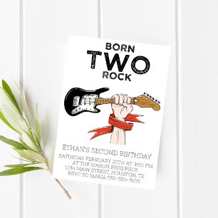Né Two Rock Second Birthday Party Invitation