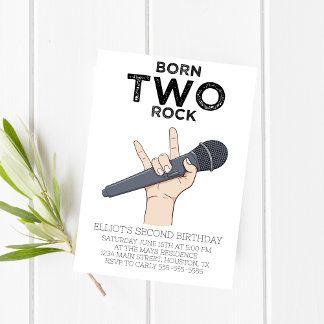 Né Two Rock Second Birthday Party Invitation