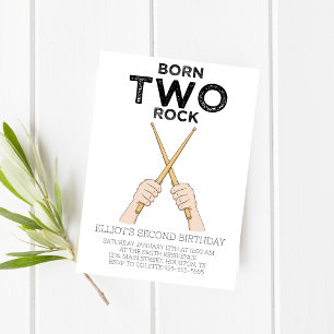Né Two Rock Second Birthday Party Invitation