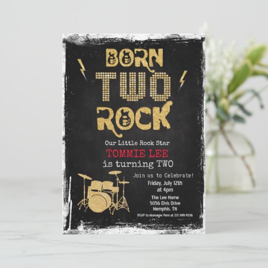 Né TWO Rock Star 2e Invitation anniversaire (Debout devant)