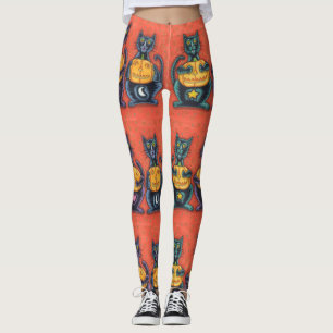 NE VOYEZ AUCUN MAL CHATS NOIRS, HALLOWEEN LEGGINGS