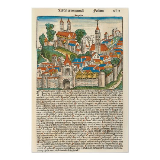 Neapolis Napels Italië Medieval Manuscript Perfect Poster (Voorkant)