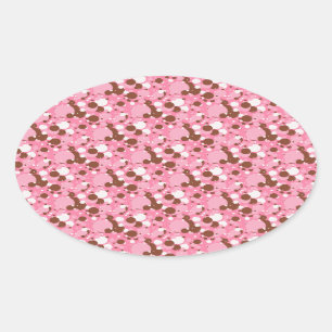 Neapolitaan Stippen 02 Roze, donkerbruine STICKERS