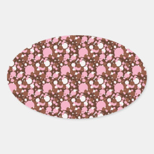 Neapolitaan Stippen 03 bruine M-OVAL VORM STICKERS