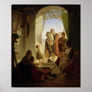 Neapolitan bagpipe player in wintry Rome, 1833 Poster