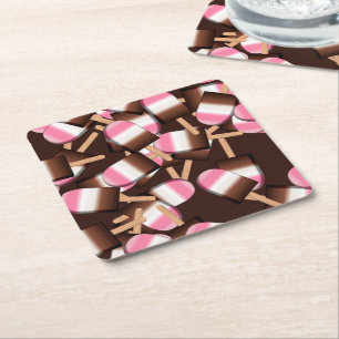 Neapolitan Ice Cream Bars 2-wegwerpbare Onderzette Vierkante Kartonnen Onderzetter