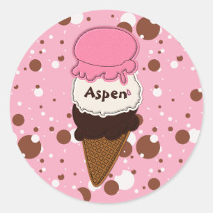 Neapolitan Stitan Cone 1-ROUND STICKERS