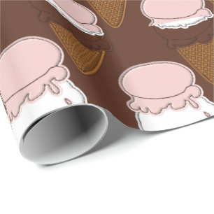 Neapolitan Stitched Ice Cream Cones 3-GIFT WRAP Cadeaupapier