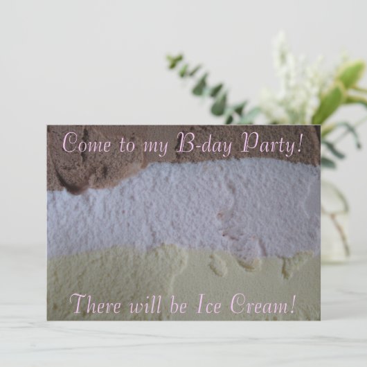 Neapolitan "Will be Ice Cream" Bday Party nodigt u Kaart (Staand voorkant)