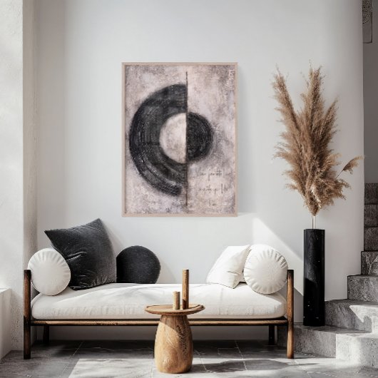 Neatral aardse abstracte wabi sabi japandi kunst a poster