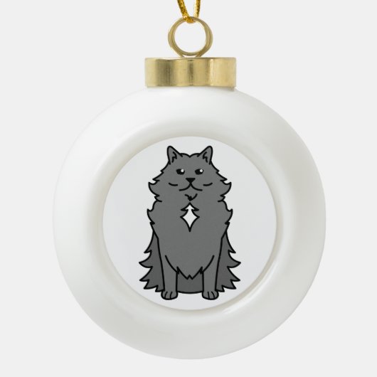 Nebelung Cat Cartoon Keramische Bal Ornament (Voorkant)