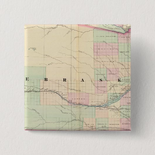 Nebraska 6 vierkante button 5,1 cm (Voorkant)