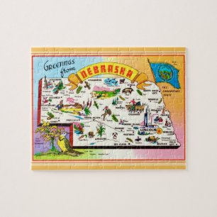 Nebraska 8x10 ansichtkaart kaart puzzel