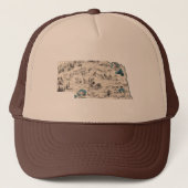 Nebraska  Afbeelding Map Baseball Style Trucker Pet (Voorkant)