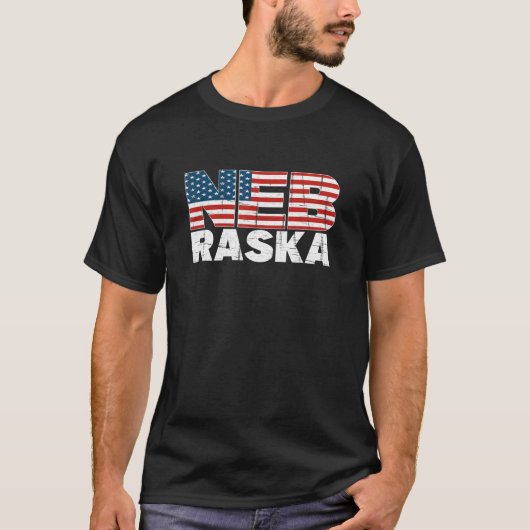 Nebraska Amerikaanse vlag Patriottisch Midden-West T-shirt (Voorkant)