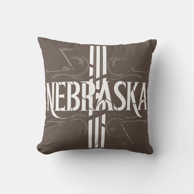 Nebraska Art Deco Stripe Sierkussen 16x16 (Voorkant)