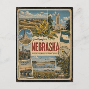Nebraska Authentieke Vintage Stijl Ansichtkaart Briefkaart