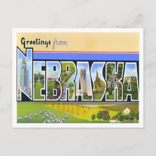 Nebraska  Big Letters Briefkaart (Voorkant)