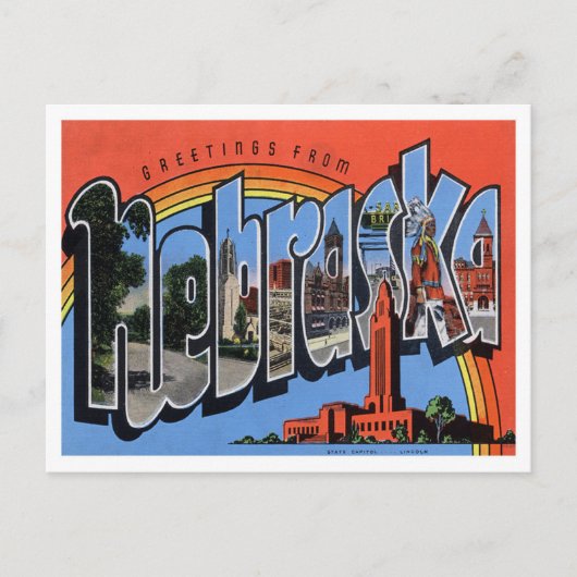 Nebraska  Big Letters Briefkaart (Voorkant)