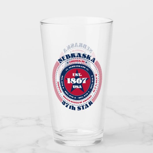 Nebraska Circular Typography Design Glas (Voorkant)