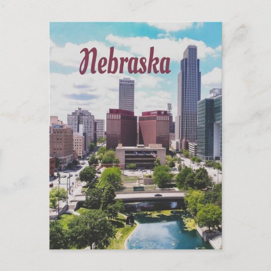 Nebraska City Skyline Omaha Briefkaart (Voorkant)