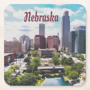 Nebraska City Skyline Omaha Vierkante Kartonnen Onderzetter