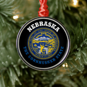NEBRASKA CORNHUSKER STATE FLAG METALEN ORNAMENT