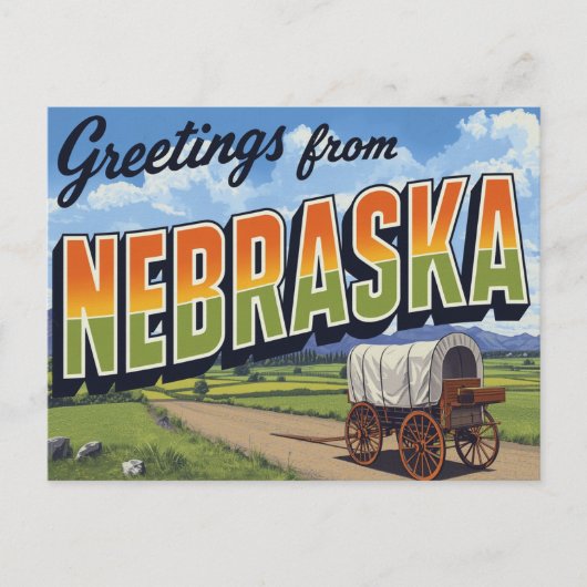 Nebraska Covered Wagon Field Briefkaart (Voorkant)